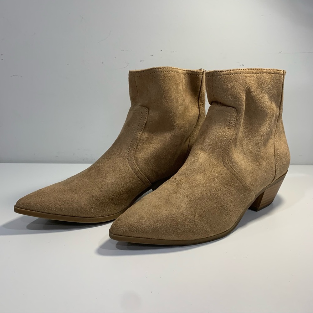 Banana Republic Womens Faux Suede Bootie Boots Shoes 8M Taupe Beige Zip Ankle - Picture 6 of 16